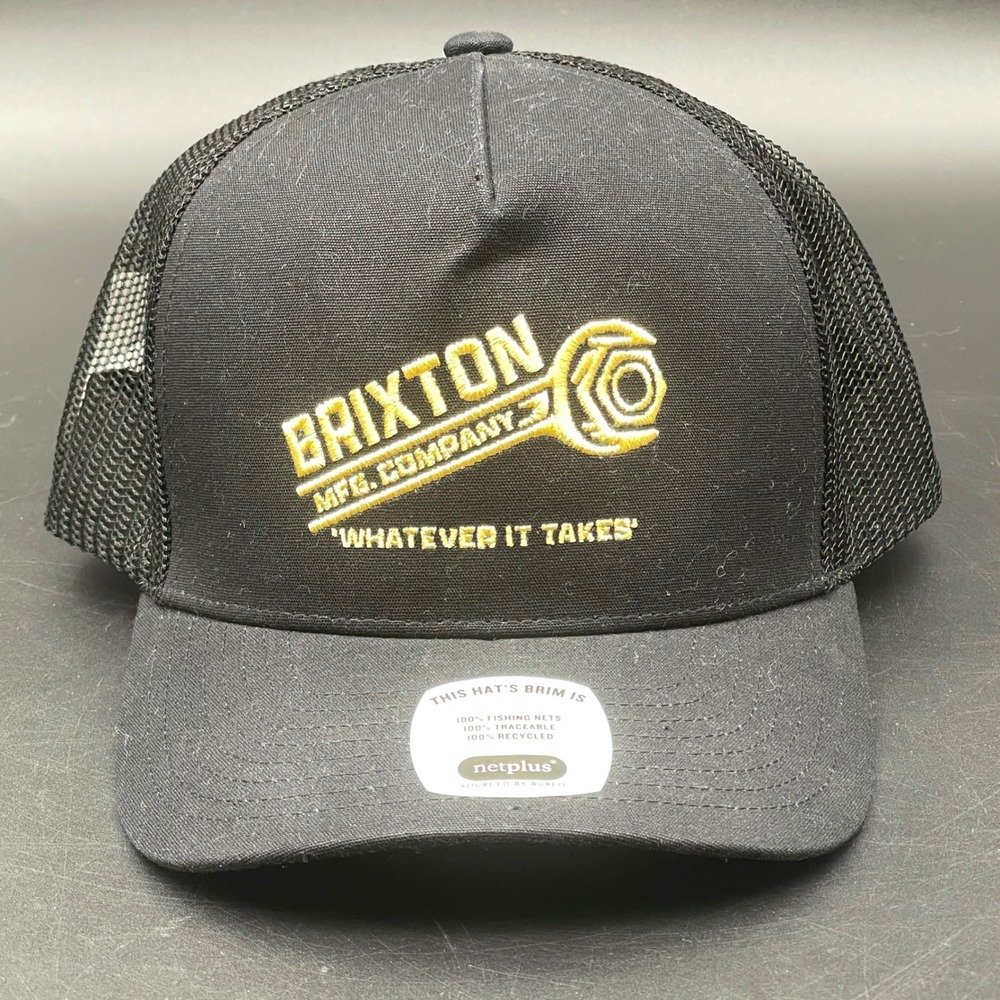 Brixton Mfg Company Trucker Hat Black Gold Wrench Snapback Cap 11658 BKBLK